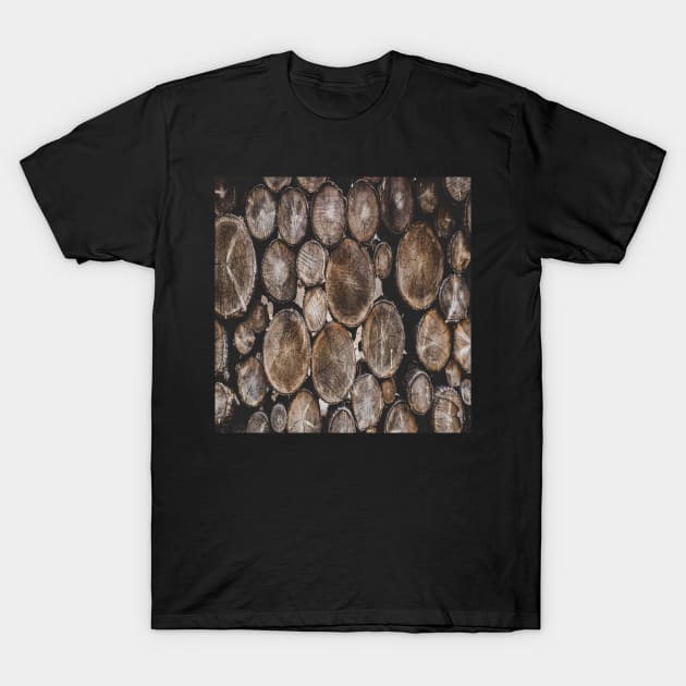 rustic country firewood log cabin lumberjack lumber wood T-Shirt by Tina